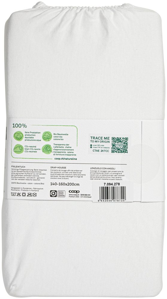 Naturaline Textil Bio Fixl. Jersey 160x200 weiss