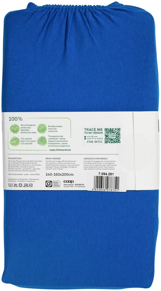 Naturaline Textil Bio Fixl. Jersey 160x200 royalblau