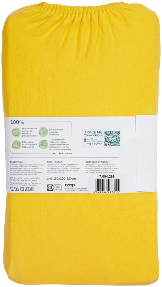 Naturaline Textil Bio Fixl. Jersey EA 160x200 gelb