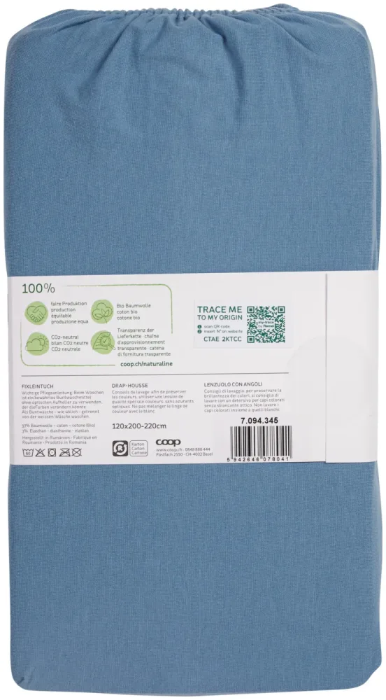 Naturaline Textil Bio Fixl. Jersey EA 120x200 hellblau