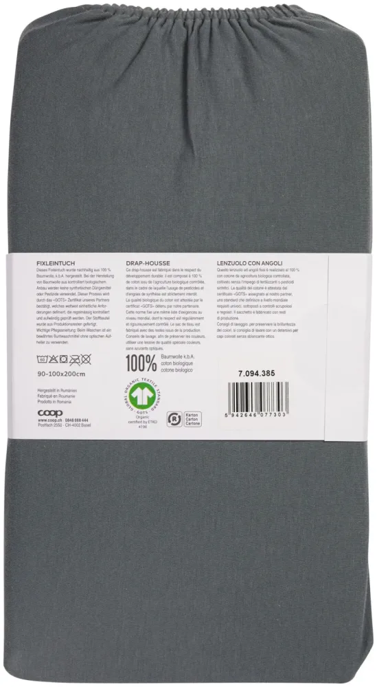 Inhouse Fixleintuch Gots Jersey 90x200 grau