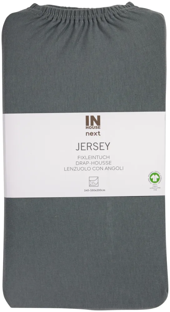 Inhouse Fixleintuch Gots Jersey 160x200 grau