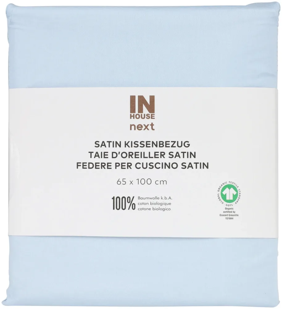 Inhouse Kissen Gots Satin Paspel 65x100 hellblau