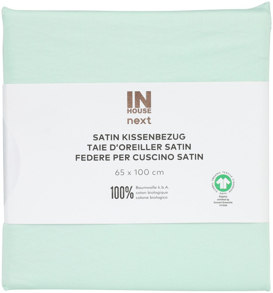 Inhouse Kissen Gots Satin Paspel 65x100 hellgrün