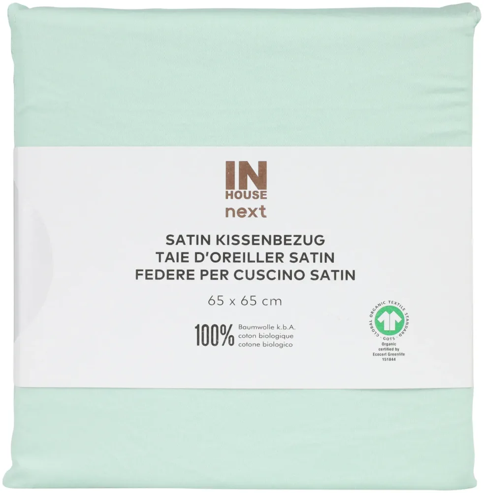 Inhouse Kissen Gots Satin Paspel 65x65 hellgrün