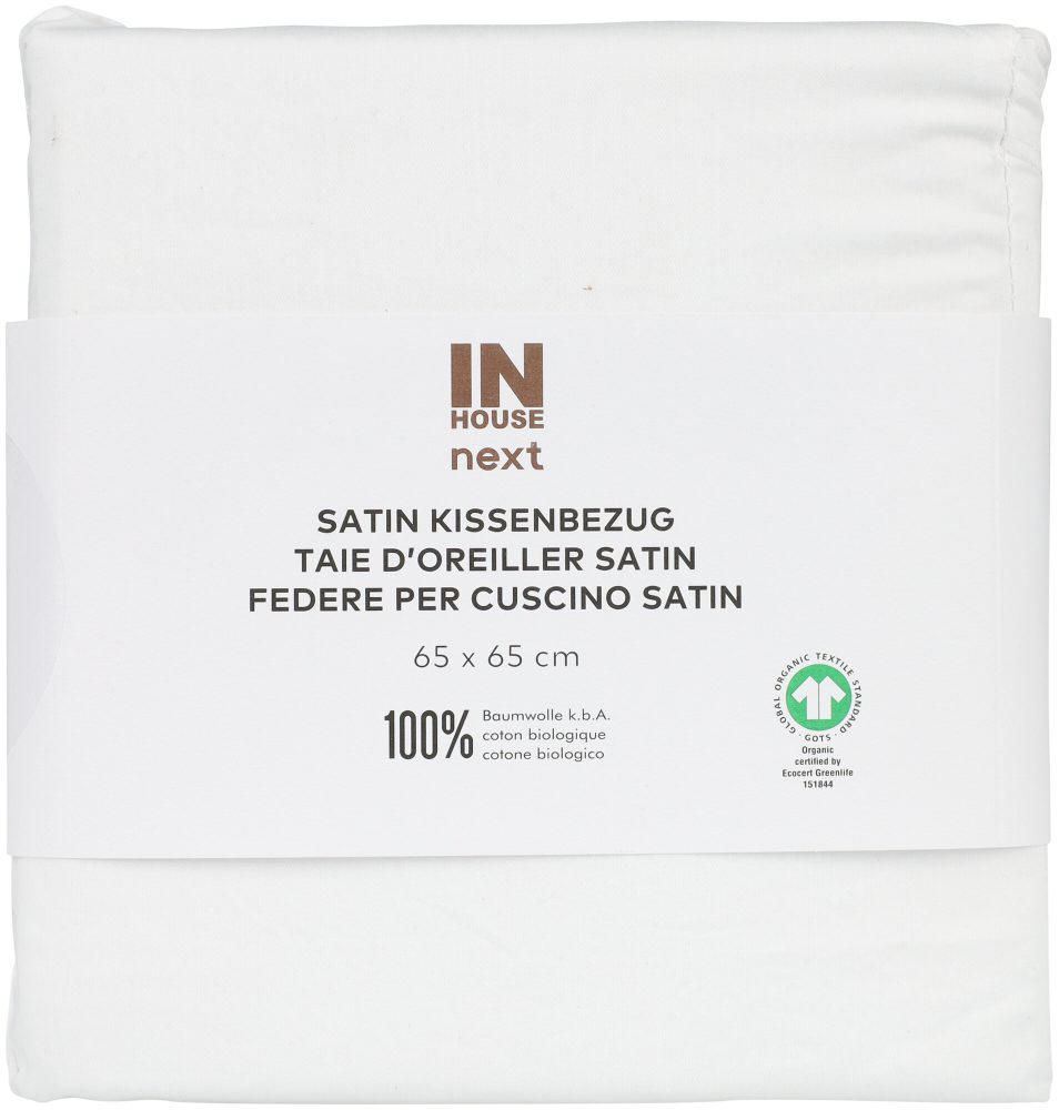 Inhouse Kissen Gots Satin Paspel 65x65 weiss