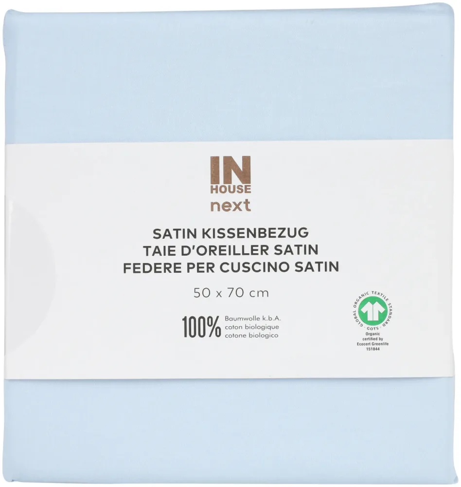 Inhouse Kissen Gots Satin Paspel 50x70 hellblau