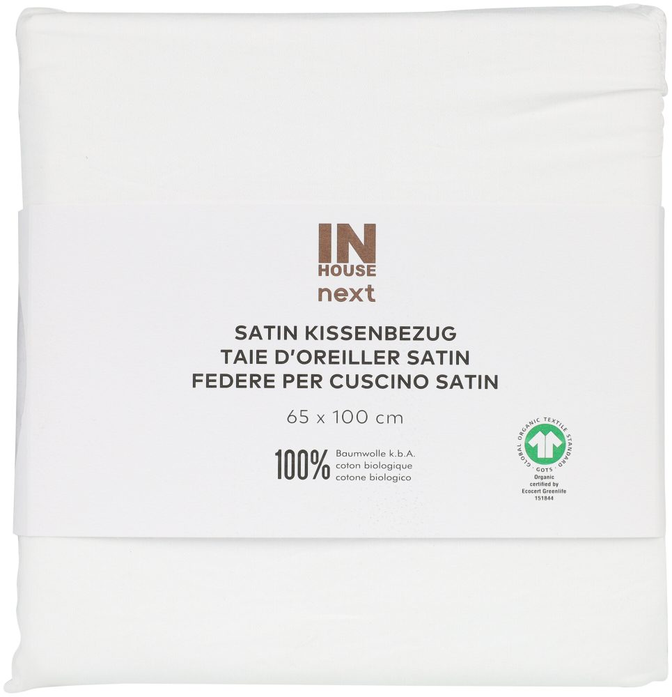 Inhouse Kissen Gots Satin Paspel 65x100 weiss