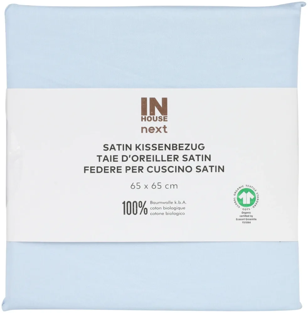 Inhouse Kissen Gots Satin Paspel 65x65 hellblau