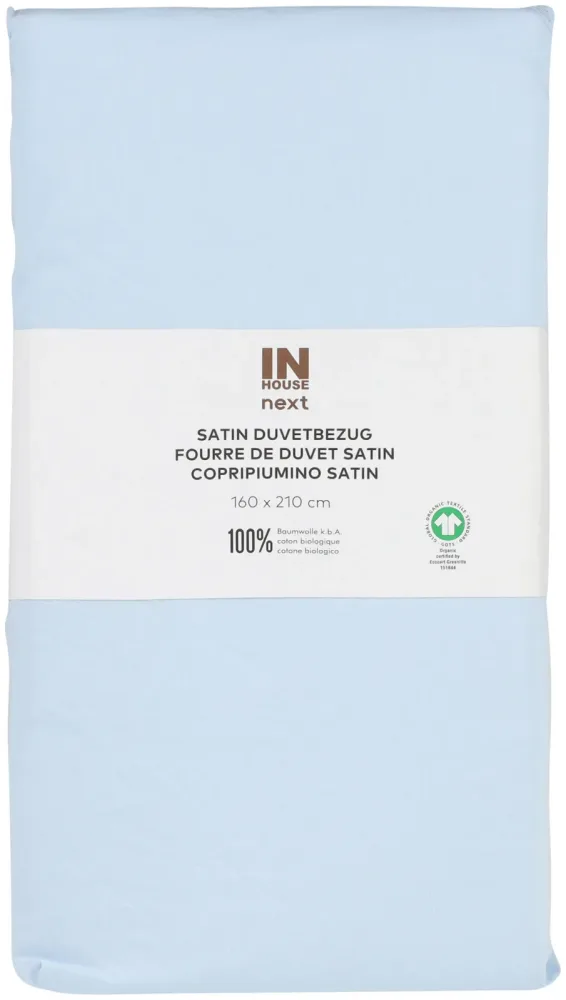 Inhouse Duvet Gots Satin Paspel 160x210 hellblau