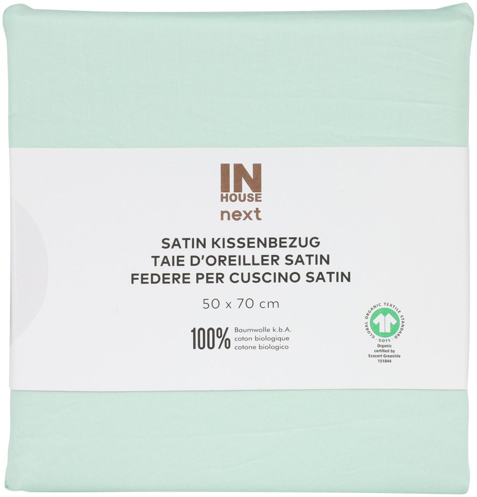 Inhouse Kissen Gots Satin Paspel 50x70 hellgrün