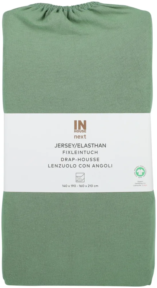 Inhouse Fixleintuch Gots Jersey Elasthan 140x210 grün