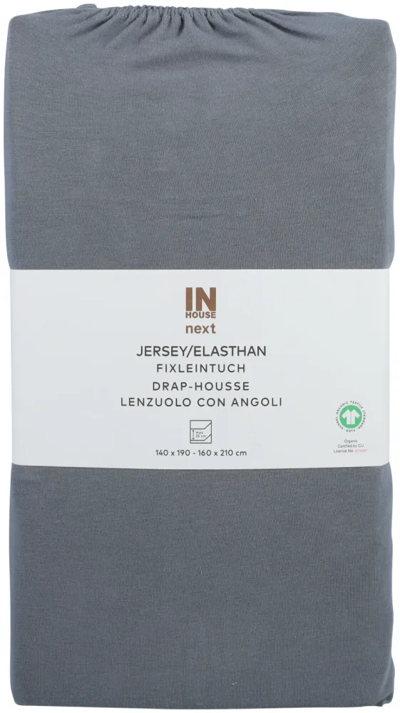 Inhouse Fixleintuch Gots Jersey Elasthan 140x210 grau