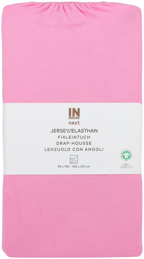Inhouse Fixleintuch Gots Jersey Elasthan 90x210 rosa