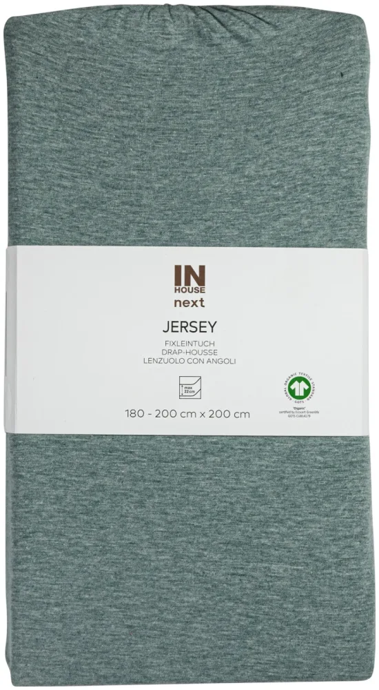 Inhouse Fixleintuch Gots Jersey mel. 180x200 grün