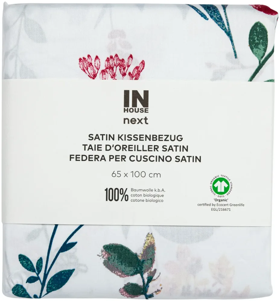 Inhouse Kissen Gots Satin 65x100 Flora