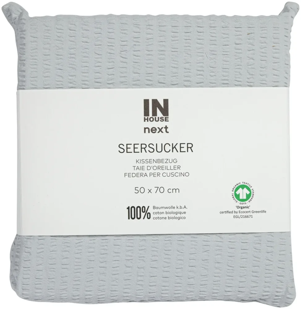 Inhouse Kissen Gots Seersucker 50x70 silber