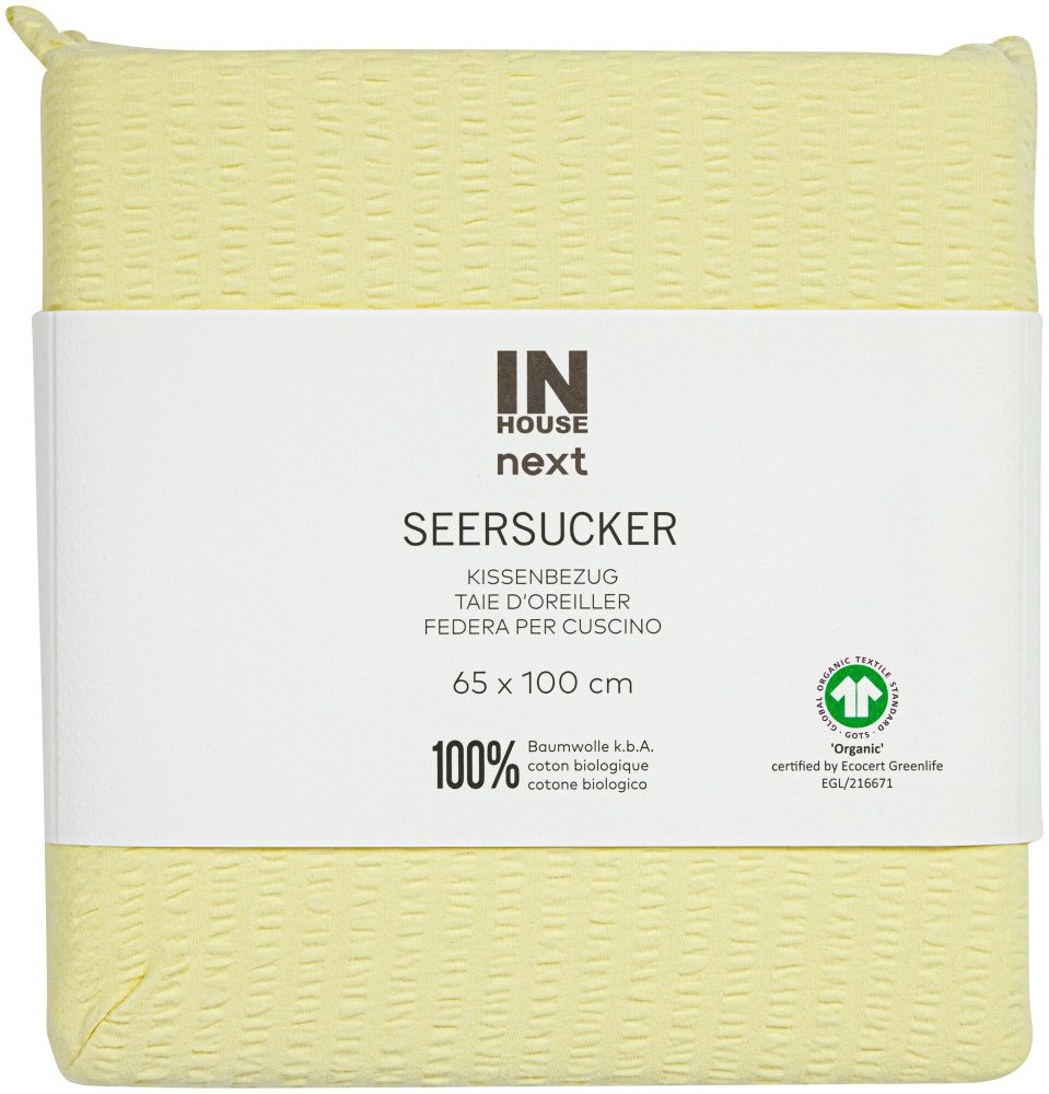 Inhouse Kissen Gots Seersucker 65x100 gelb