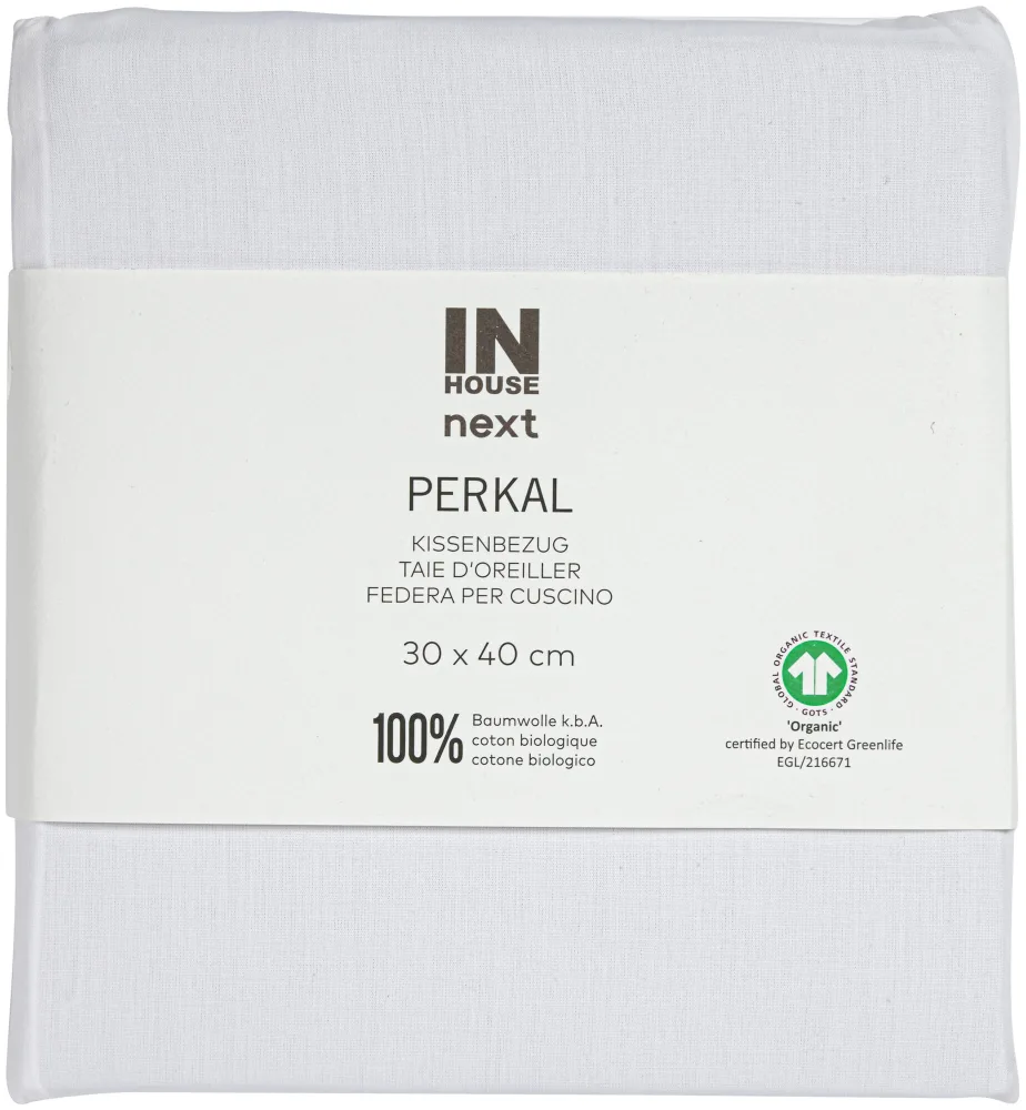 Inhouse Kissen Gots Percale 30x40 weiss