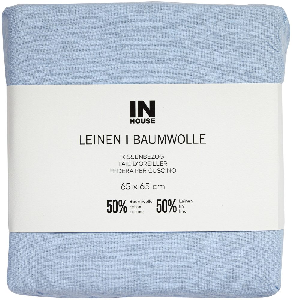 Inhouse Kissen Leinen Fifty-Fifty hellblau 65x65
