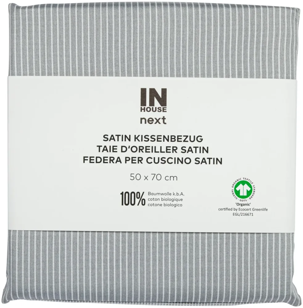 Inhouse Kissen Gots Satin 50x70 Minimo silber