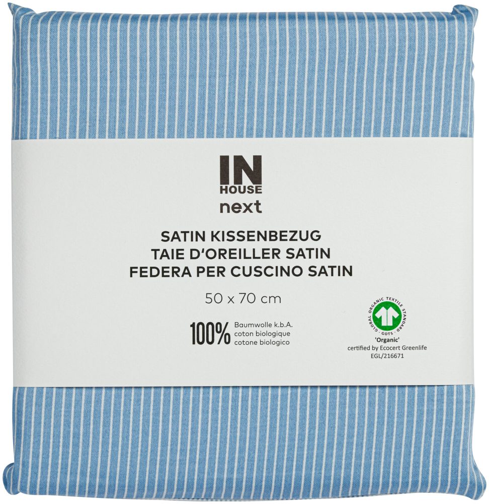 Inhouse Kissen Gots Satin 50x70 Minimo blau