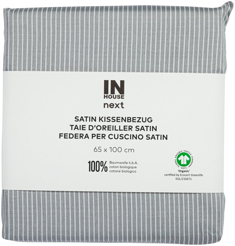 Inhouse Kissen Gots Satin 65x100 Minimo silber