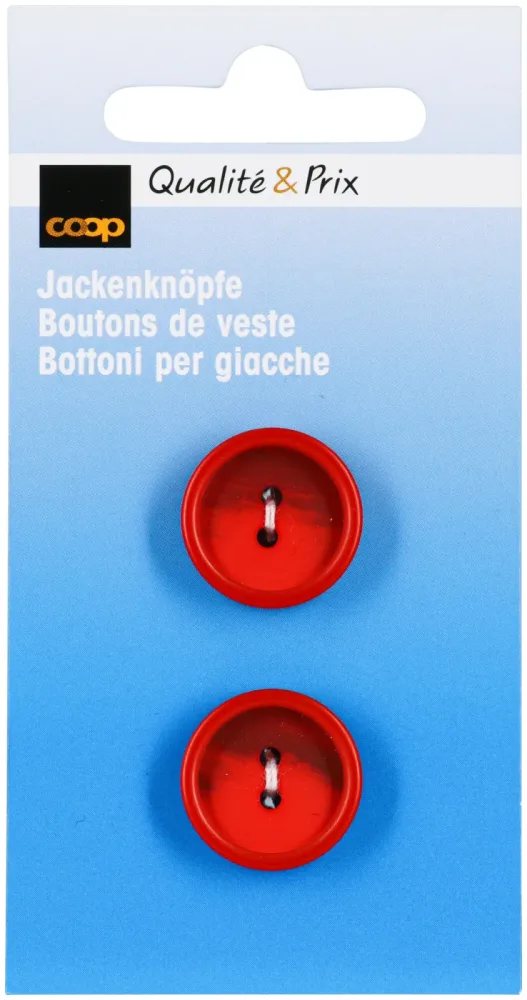 Coop Jackenknopf 2-Loch rot 18 mm 2 Stk.