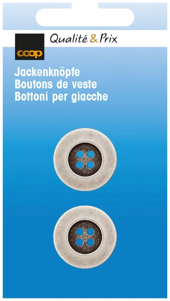 Coop Metallknopf 2-Loch altmessing 20 mm 2 Stk.