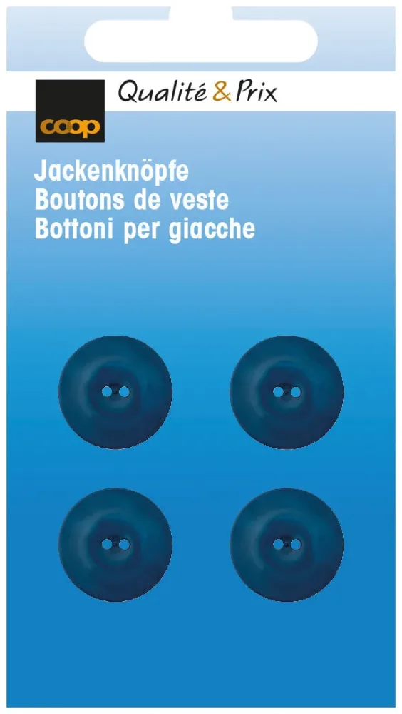Coop Jackenknopf 2-Loch petrol 15 mm 4 Stk.