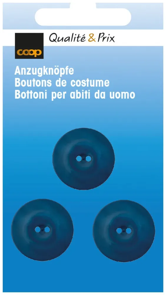 Coop Anzugknopf 2-Loch petrol 20 mm 3Stk.