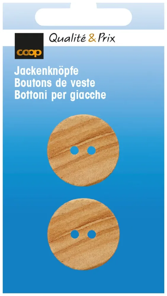 Coop Holzknopf 2-Loch beige 23 mm 2 Stk.