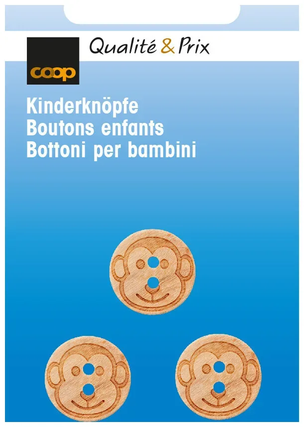Coop Holzknopf 2-Loch beige 15 mm 3 Stk.