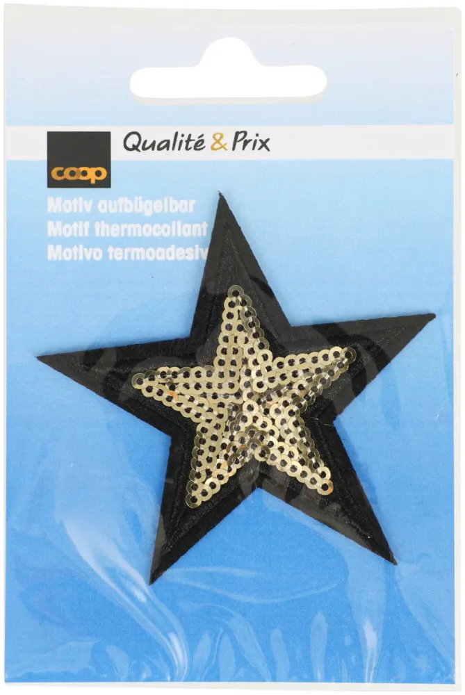 Coop Applikation Stern mit goldigen Pailetten