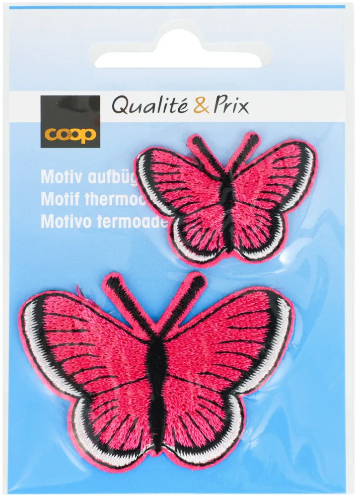 Coop Applikation zwei Schmetterlinge fuchsia