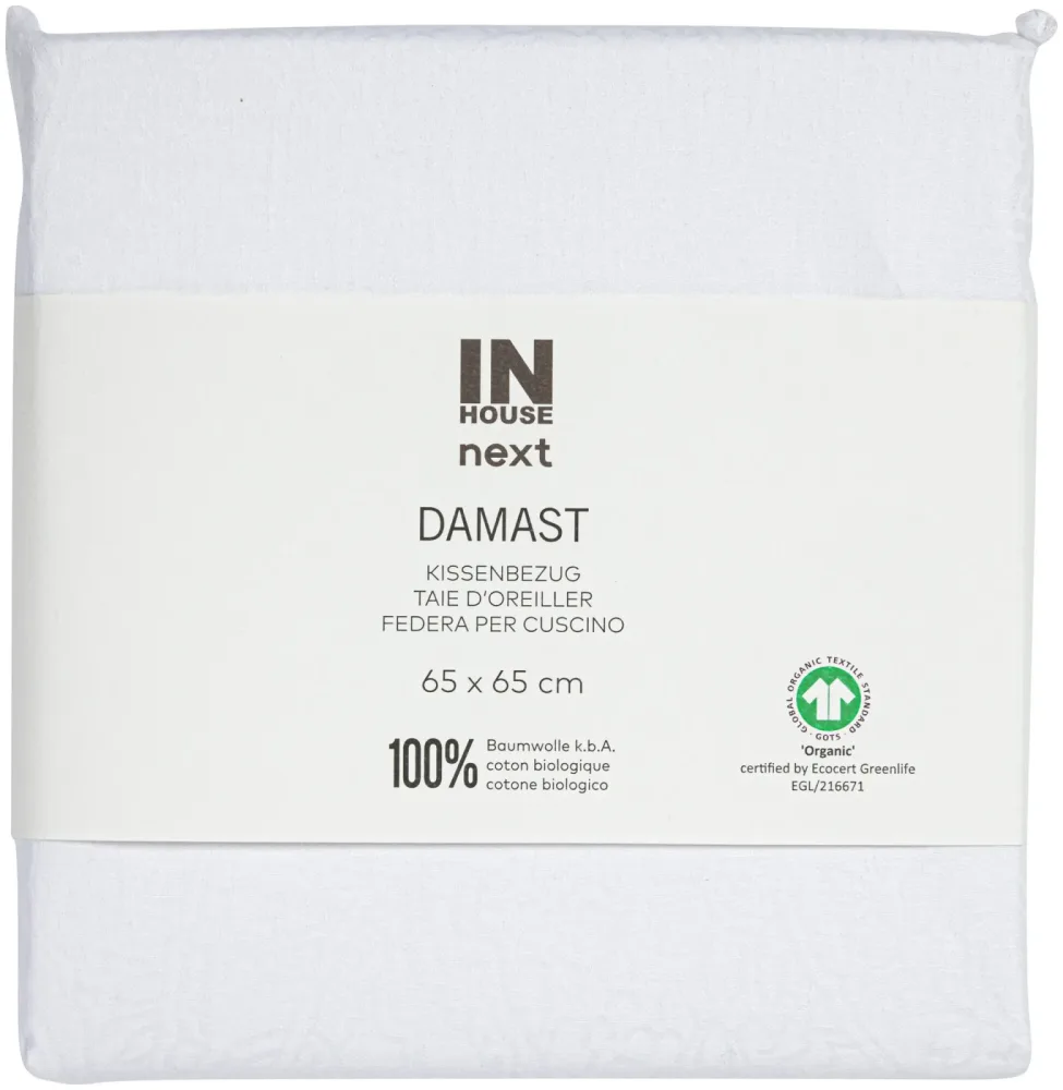 Inhouse Kissen Gots Satin 65x65 Paisley weiss