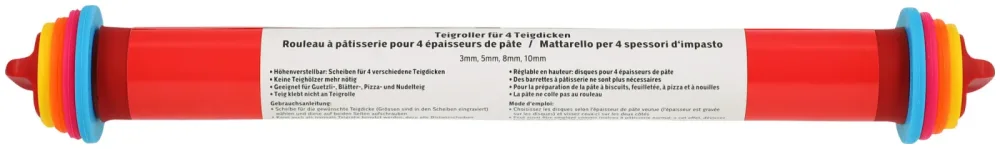 Teigrolle mit Distanzringen rot