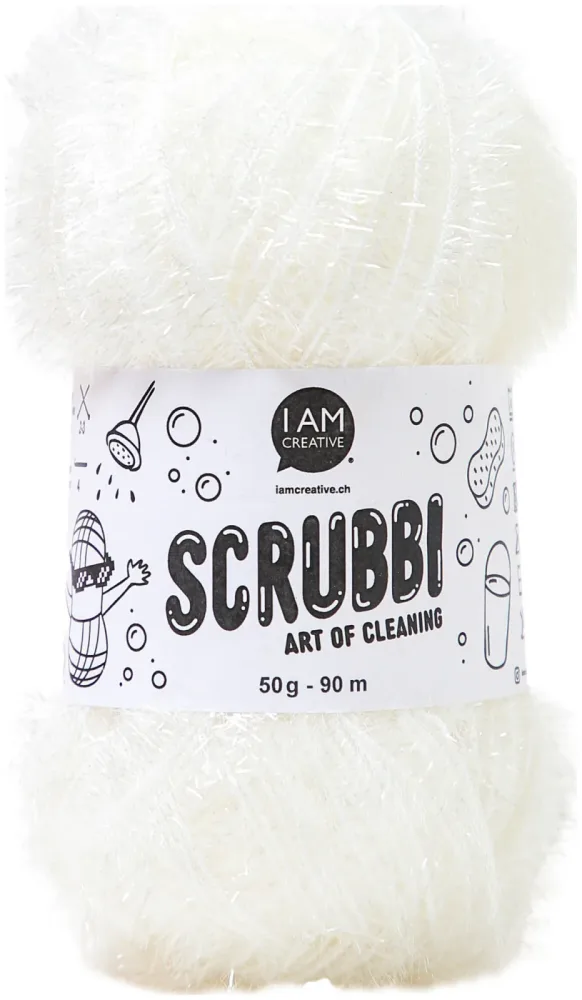 I AM Creative Scrubbi Schwammgarn für Häkeln Stricken & Weben weiss 50 g 90 m