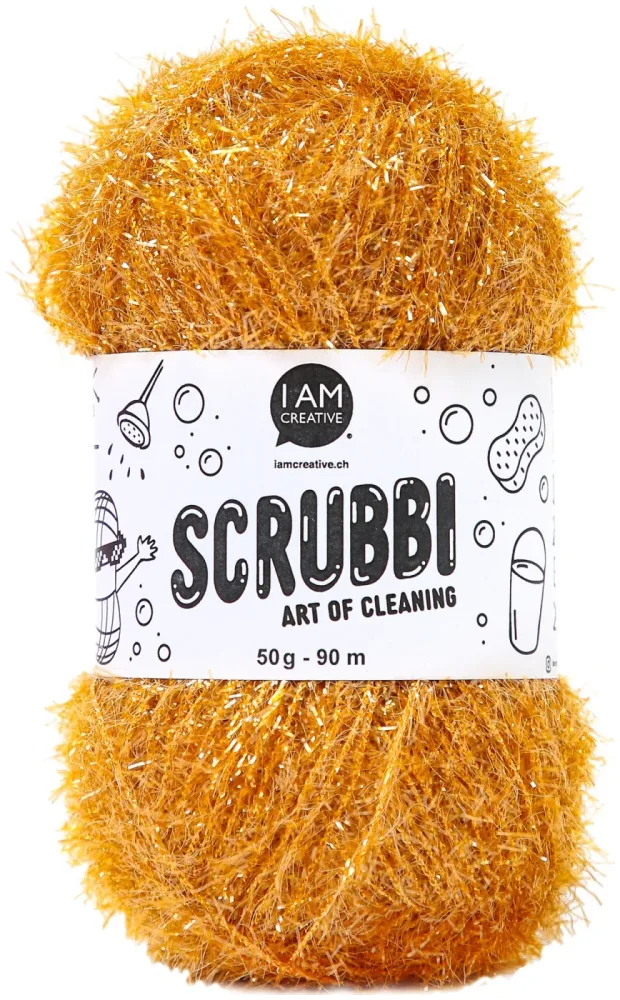 I AM Creative Scrubbi Schwammgarn für Häkeln Stricken & Weben gold 50 g 90 m