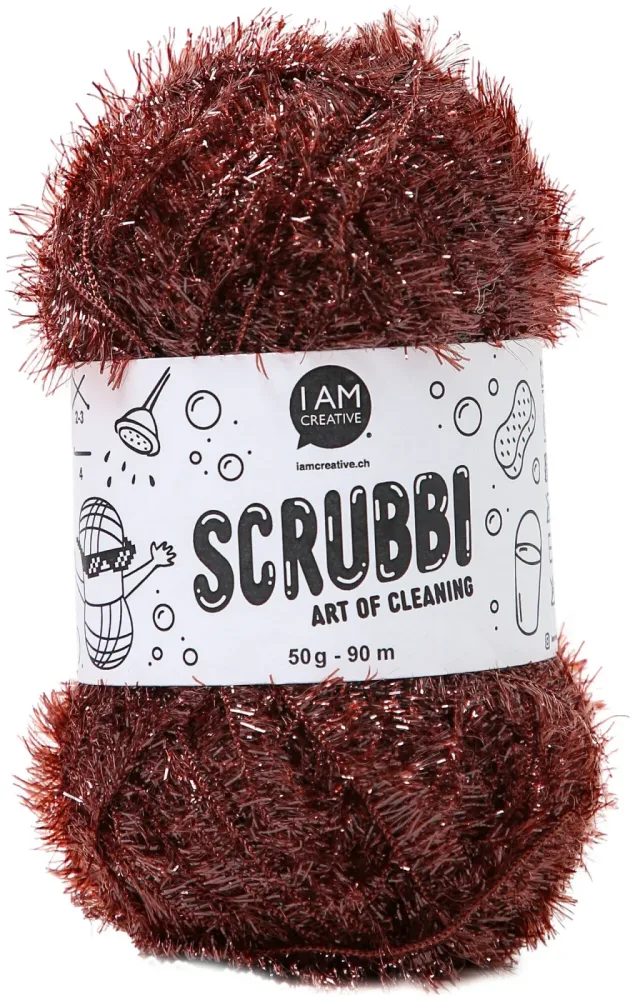 I AM Creative Scrubbi Schwammgarn für Häkeln Stricken & Weben braun 50 g 90 m