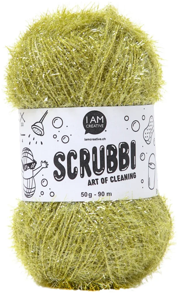 I AM Creative Scrubbi Schwammgarn für Häkeln Stricken & Weben olivgrün 50 g 90 m