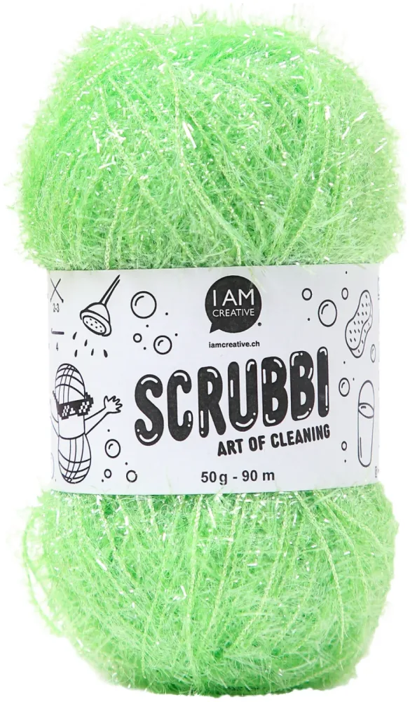 I AM Creative Scrubbi Schwammgarn für Häkeln Stricken & Weben hellgrün 50 g 90 m