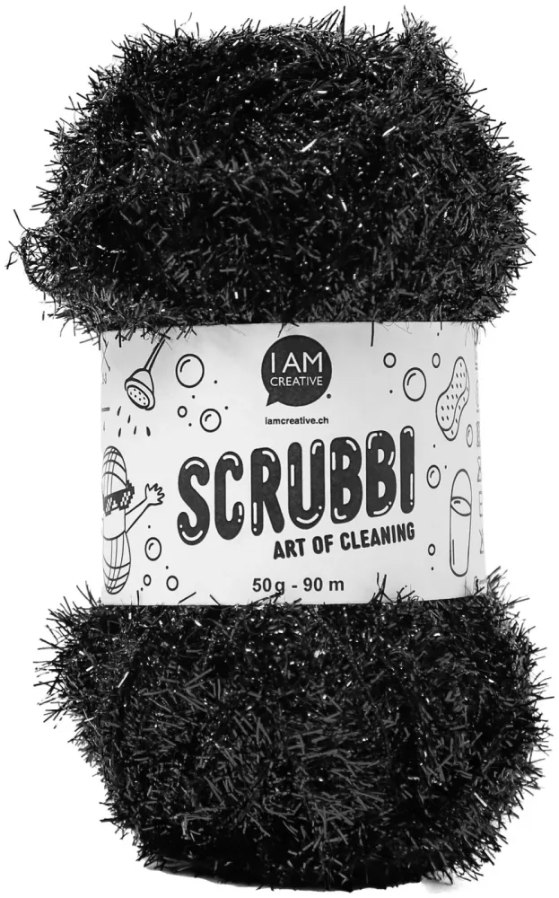 I AM Creative Scrubbi Schwammgarn für Häkeln Stricken & Weben schwarz 50 g 90 m
