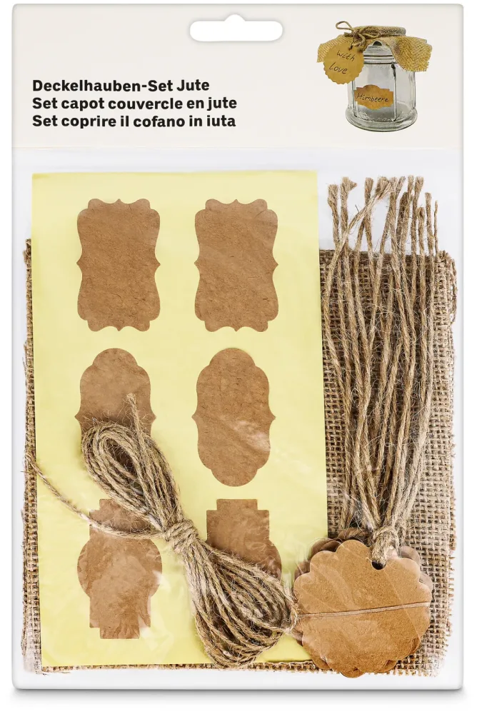 Deckelhauben-Set Jute 19 Stück