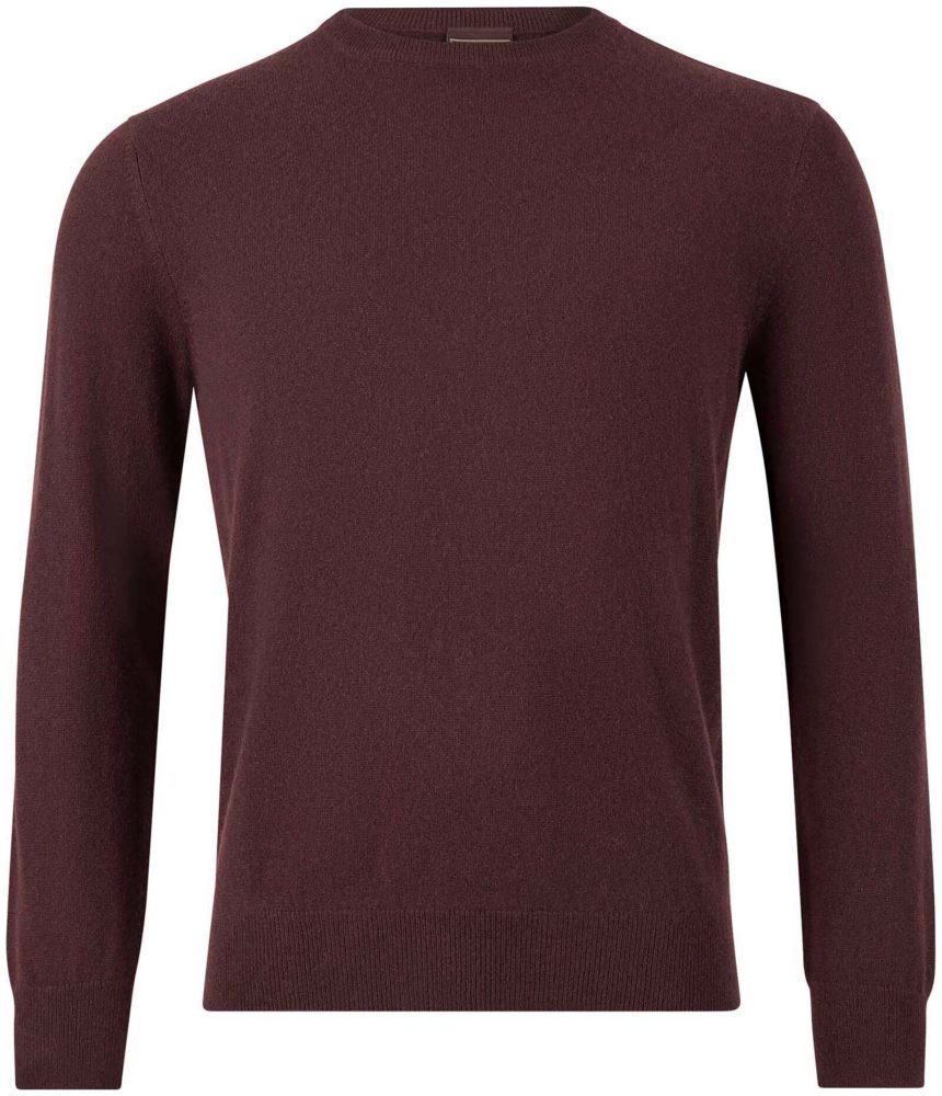 Cashmere Herren Rundhals Pullover wein S
