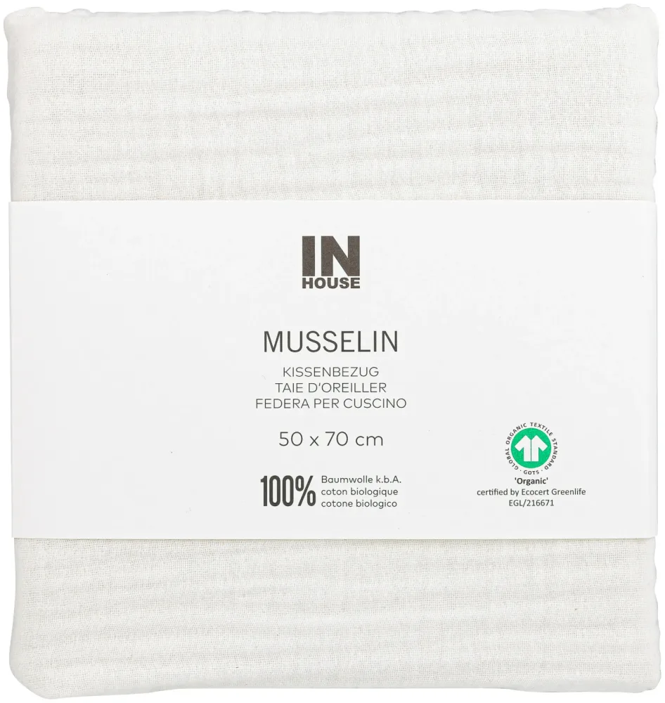 Inhouse Kissen Gots Musseline 50x70 offwhite