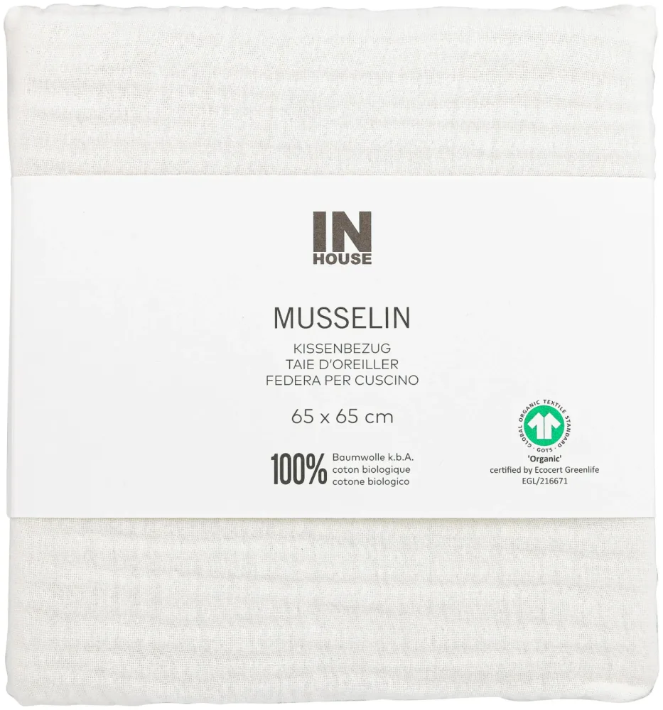 Inhouse Kissen Gots Musseline 65x65 offwhite