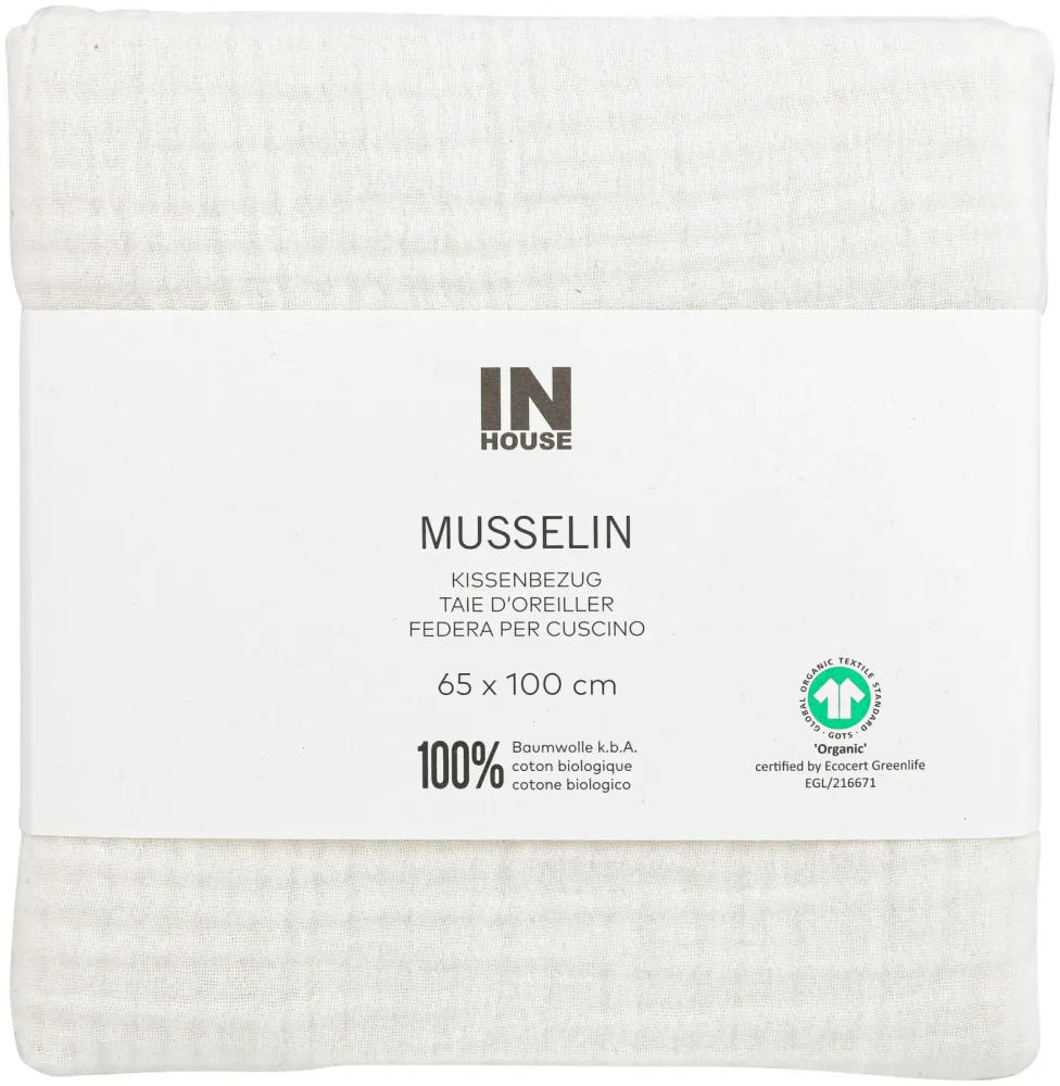Inhouse Kissen Gots Musseline 65x100 offwhite