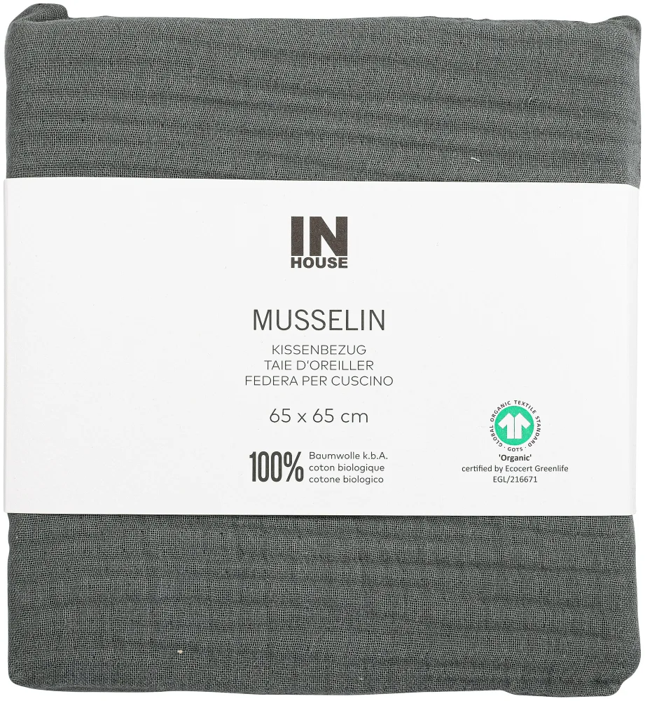 Inhouse Kissen Gots Musseline 65x65 anthrazit
