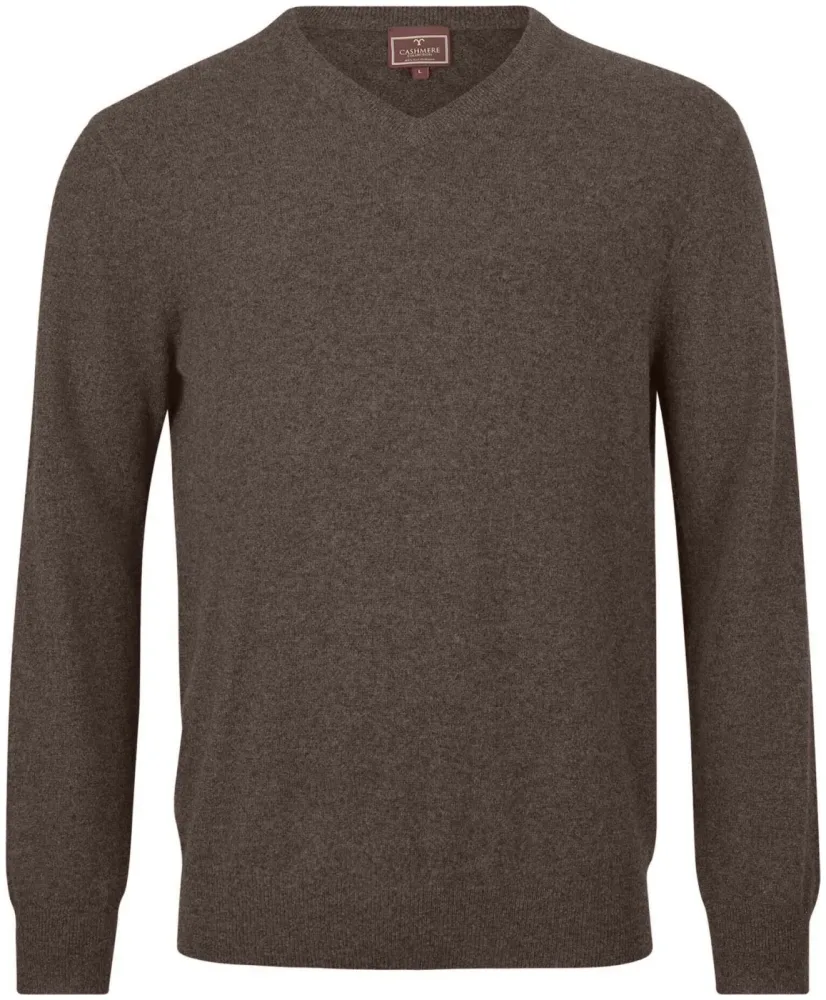 Cashmere Herren V-Ausschnitt Pullover braun XL